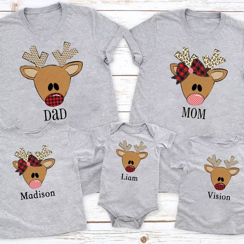 Big Nose Reindeer Christmas Family Shirt